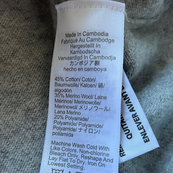 J Crew Merino Wool Cotton Sweater Women Small Gray Crewneck Winter Knit Pullover - Picture 4 of 6